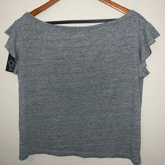 NWT CHASER Triblend Jersey Cropped Flutter Sleeve Open Neck Tee size S - Picture 6 of 6